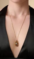 Geometric ruby and diamond necklace