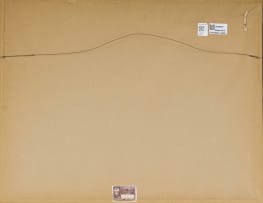 Constance Penstone; Beach Scene with Trees and Distant Mountain