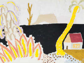 Malcolm de Chazal; Landscape with House and Palm Tree