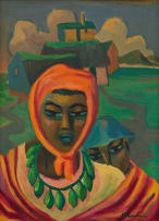 Maggie Laubser; Portrait of a Woman and Child; A Landscape with Houses in the Background