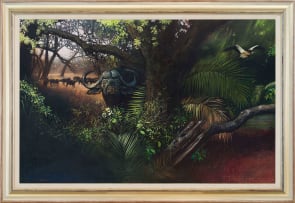 Hannes du Plessis; Landscape with Buffaloes and Geese
