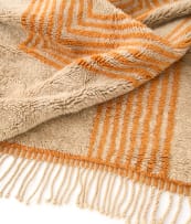 Herringbone; Grey and orange vintage Berber rug, Morocco