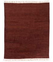 Herringbone; Linear ribbed maroon rug, India