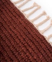Herringbone; Linear ribbed maroon rug, India