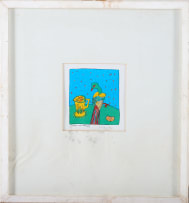 Bronwen Findlay; Giraffe and Chinese Flask; Loerie and Milk Jug; Duiker on Patterned Box, three