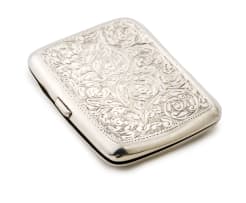 An Edward VII silver cigarette case, The Alexander Clark Manufacturing Co, Birmingham, 1901