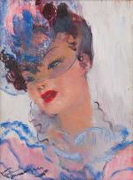 Jean-Gabriel Domergue; Portrait of a Woman in a Veiled Hat