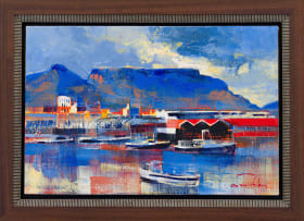 Derric van Rensburg; Harbour Scene with Table Mountain