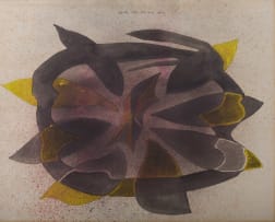 Christo Coetzee; Abstract Composition in Purple and Yellow
