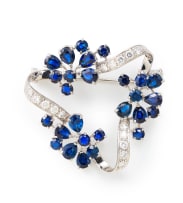 Sapphire and diamond brooch