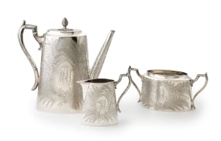 An Edward VII silver three-piece coffee service, James Dixon & Sons, Sheffield, 1903