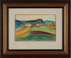 Pranas Domsaitis; Huts in a Cultivated Landscape