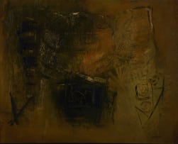 Charles Gassner; Abstract Composition in Black and Ochre