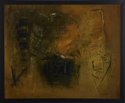Charles Gassner; Abstract Composition in Black and Ochre