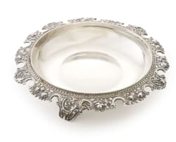 A silver pedestal dish, possibly Greek, hallmarked ATZHTIPH. & S, c. late 19th century