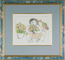 Pieter van der Westhuizen; Girl with Flowers and Chicken