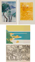 Alice Goldin and Various Artist's; Cape Point; Seascape; Field and Crows; Two Surreal Figures, four