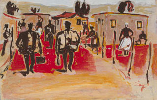 Gerard Sekoto; Street Scene with Figures