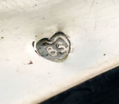 An Austro-Hungarian silver tray, makers mark BS or 8S in a heart, 800 standard, c.1872-1922