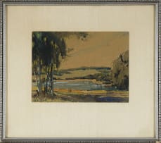 Sydney Carter; View of a Pond with Trees