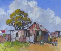 Conrad Theys; Rural Cottage with Tree and Figures