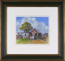 Conrad Theys; Rural Cottage with Tree and Figures