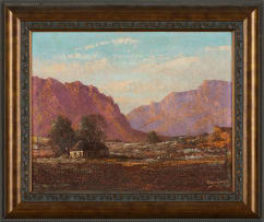 Tinus de Jongh; Cottage amongst Trees in a Mountainous Landscape