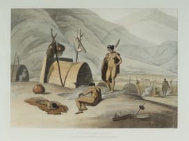Samuel Daniell; Bosjesmans Frying Locusts; The Military Station at Algoa Bay; New Theatre, Hottentot Square, three