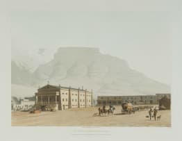 Samuel Daniell; Bosjesmans Frying Locusts; The Military Station at Algoa Bay; New Theatre, Hottentot Square, three