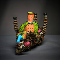 Ardmore Ceramic Studio; Zebra and birds candle holder