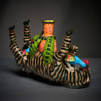 Ardmore Ceramic Studio; Zebra and birds candle holder