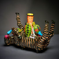 Ardmore Ceramic Studio; Zebra and birds candle holder
