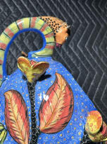 Ardmore Ceramic Studio; Giraffe and flowers lidded vessel