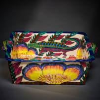 Ardmore Ceramic Studio; Flower and crocodile square dish