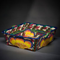 Ardmore Ceramic Studio; Flower and crocodile square dish