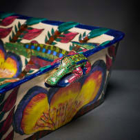 Ardmore Ceramic Studio; Flower and crocodile square dish