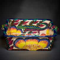 Ardmore Ceramic Studio; Flower and crocodile square dish