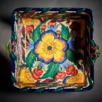 Ardmore Ceramic Studio; Flower and crocodile square dish