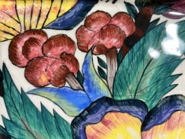 Ardmore Ceramic Studio; Flower and crocodile square dish