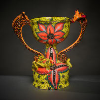 Ardmore Ceramic Studio; Stemmed giraffe and cricket bowl with handles