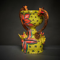 Ardmore Ceramic Studio; Stemmed giraffe and cricket bowl with handles
