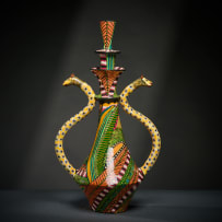 Ardmore Ceramic Studio; Candlestick with lion handles