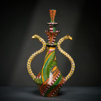 Ardmore Ceramic Studio; Candlestick with lion handles