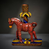 Ardmore Ceramic Studio; Red zebra candle holder