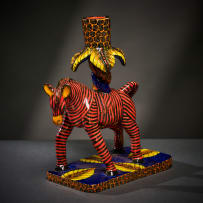 Ardmore Ceramic Studio; Red zebra candle holder