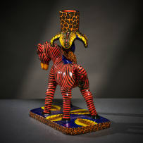 Ardmore Ceramic Studio; Red zebra candle holder