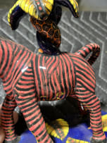 Ardmore Ceramic Studio; Red zebra candle holder