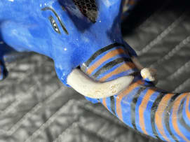 Ardmore Ceramic Studio; Blue elephant vase with handles