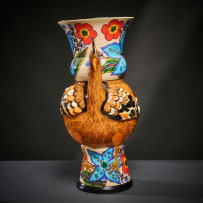 Ardmore Ceramic Studio; Hoopoe and flower vase