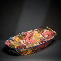 Ardmore Ceramic Studio; Serving dish with leopard and flowers